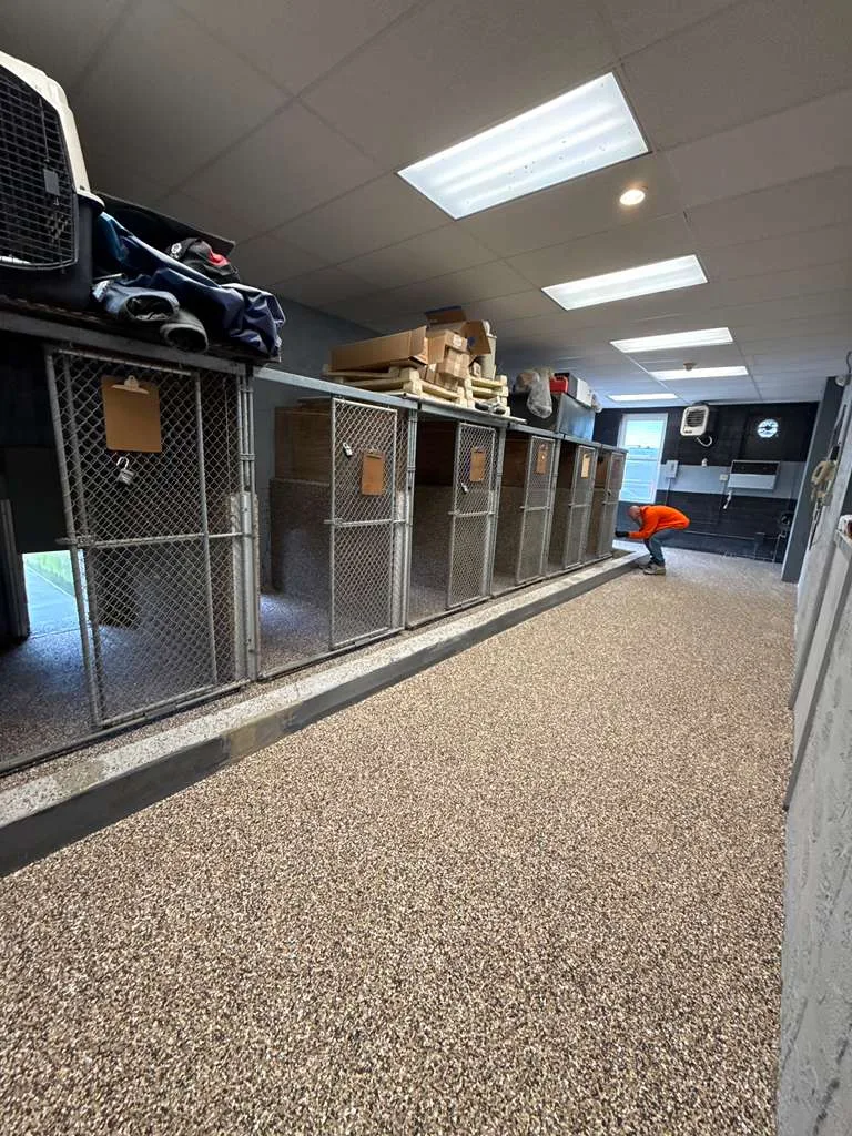 Kennel facility floor coated for heavy traffic